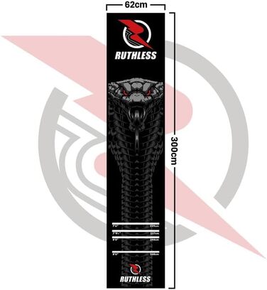 Килимок для дротиків Ruthless Міцний, нековзний та довговічний килимок для дротиків на підлогу, чорний Cobra