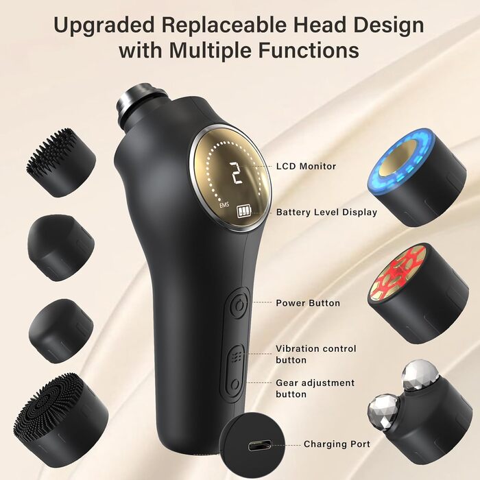 Радіочастотний прилад для обличчя, прилад для обличчя Cozion 7 в 1 EMS, ручний прилад для масажу обличчя, світлодіодний червоно-синій терапевтичний прилад для обличчя, масажер для обличчя проти зморшок для омолодження