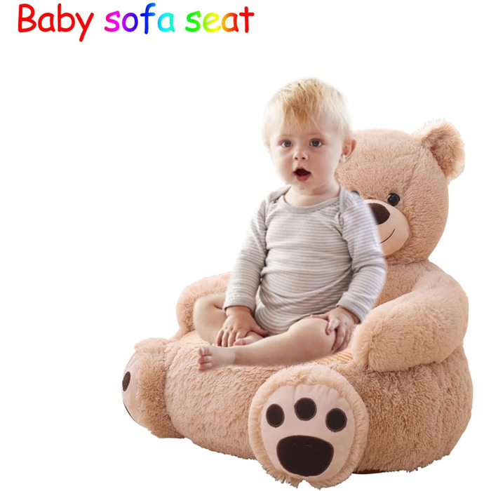 Крісло з ведмедиком для малюків, подушка сидіння, плюшеве, мультяшне, крісло для читання, м&39яке, дитяче, для дому, в дитячі кімнати, прикраса, подарунок для дівчаток, хлопчиків, світло-коричневий ведмедик