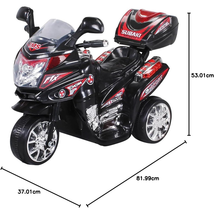 Дитячий електромотоцикл C051 - Вантажопідйомність 25 кг - Електричний дитячий триколісний велосипед зі звуковим модулем - Дитячий