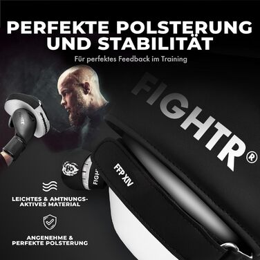 Накладки на руки преміум-класу FIGHTR - ідеальна амортизація та стабільність Боксерські рукавички для бойових видів спорту, включаючи сумку для перенесення Накладки Focus для боксу, MMA, муай-тай тощо. Білий/чорний