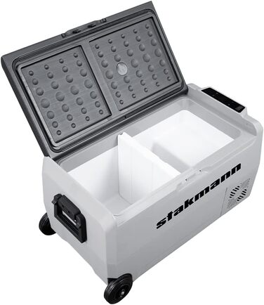 Портативний холодильник STAKMANN з компресором 12 В 220 В, холодильна камера з 2 відділеннями, колесами та бічними ручками, AC-DC