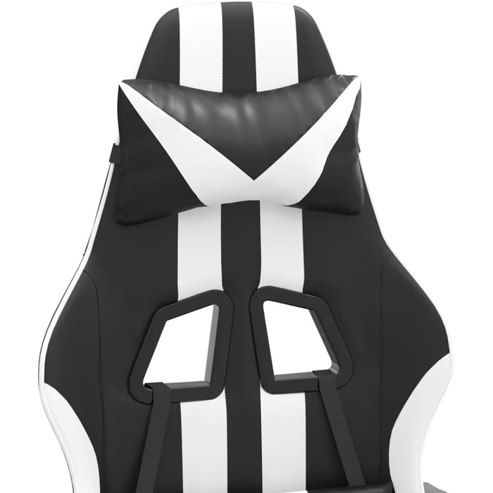 Геймерське крісло з функцією відкидання, штучна шкіра чорний/білий, 57,5x59,5x121-131 см, для ігрового досвіду Модель 3143823