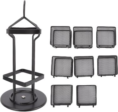 Органайзер для чайних пакетиків Matybobe, 2 рівні, 8 кошиків, обертовий кухонний стелаж для зберігання (8 кошиків) чорний 8 кошиків