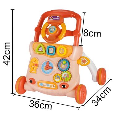 Дитячі ходунки, дитячі ходунки з музичним плеєром, амортизуючими колесами, подарунок для дітей від 6 місяців (36 x 34 x 42 см, рожеві) Рожеві 36x34x42 см