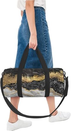 Дорожня сумка Метелики Монарха великої місткості, легка та міцна, ідеальний подарунок для подорожей, відпустки, ділових поїздок та іншого, чорно-біло-золотий мармуровий принт, універсальний розмір