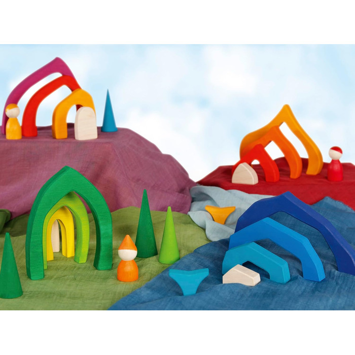 Деревяний конструктор Чотири пори року з клена goki Evolution 25 деталей На водній основі, яскраві кольори Монтессорі-іграшка Зроблено в ЄС, 58471