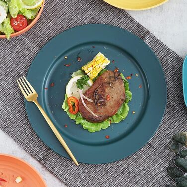 Набір пластикового посуду Kyraton, 20 предметів, небиткі легкі тарілки, чашки, миски, кемпінговий посуд, легко переносити та мити, можна мити в посудомийній машині, для 4 осіб, 1 різнокольоровий