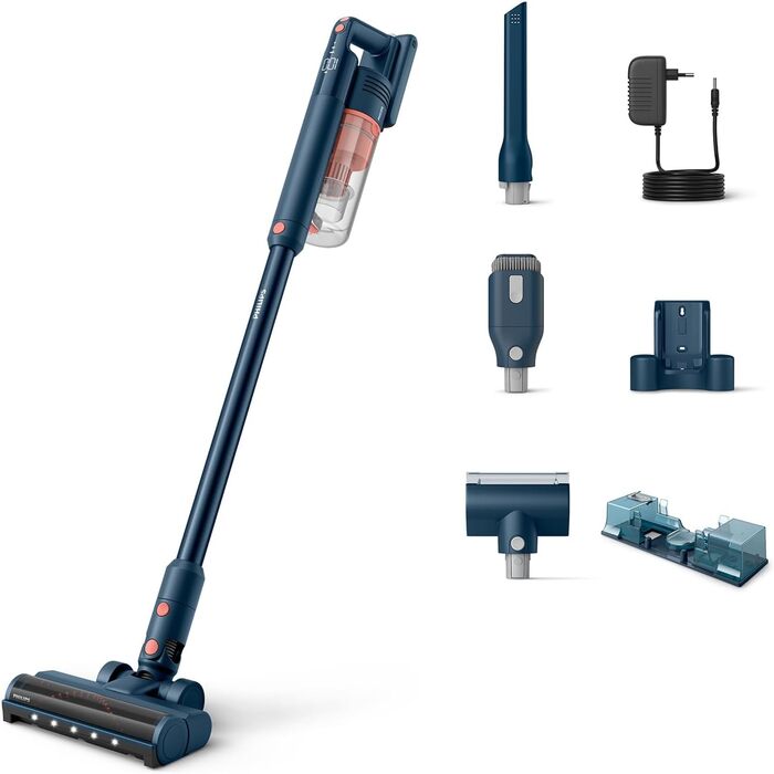 Акумуляторний пилосос Philips серії 5000, для м'яких і твердих підлог, дерев'яних підлог, міні-турбощітка для шерсті домашніх твар