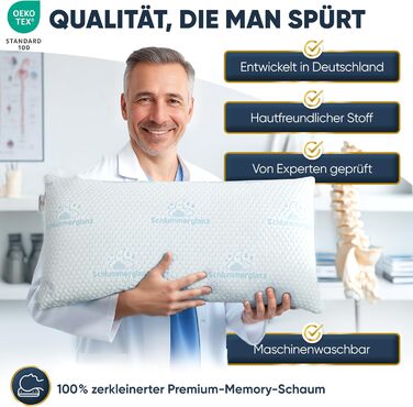 Подушка з піни з ефектом пам&39яті - 40x80, регульована по висоті - Подушки для сну, підходить для тих, хто спить на боці, та інших - Преміальний наповнювач для полегшення болю в шиї - Легко підберіть потрібну висоту 1