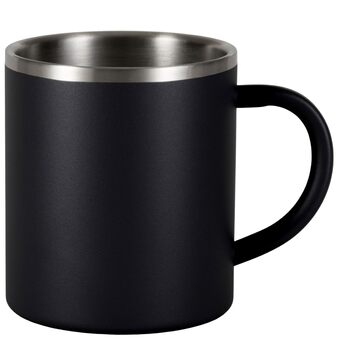 Термокружка з нержавіючої сталі 350 мл - з подвійними стінками - ізольована кружка з ручкою, без кришки. Кружка з нержавіючої сталі, термокружка, кавова кружка, кавова чашка, чорна, 4 предмети.