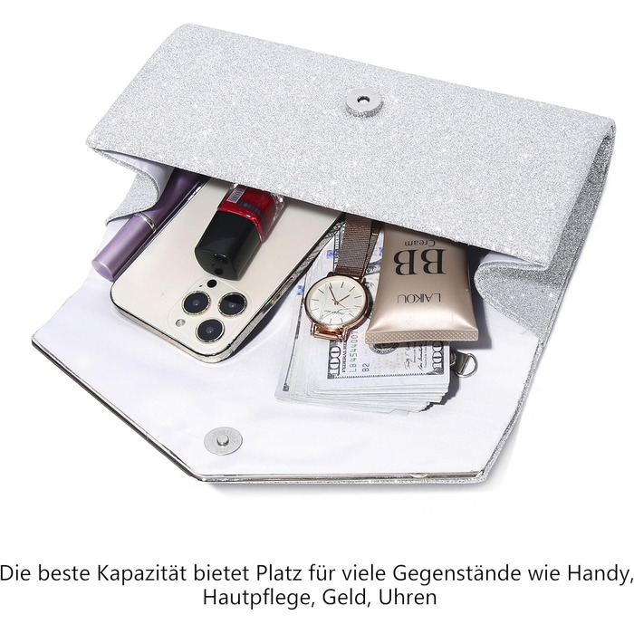 Жіноча сумка-клатч кольору шампанського - сумка 2-в-1 на плече та вечірня, ідеально підходить для весілля, офіційних подій, дизайн для з&39єднання (срібляста)