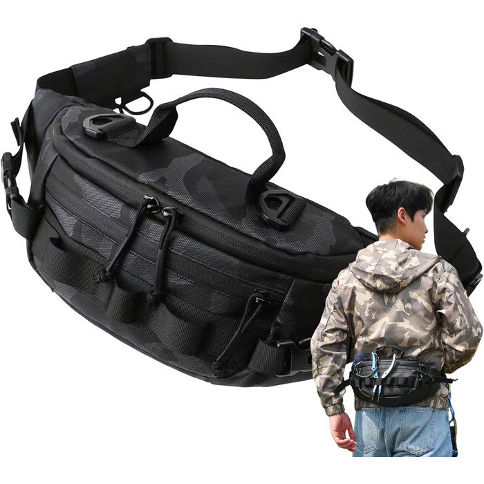Рибальська поясна сумка, поясна сумка для риболовлі нахлистом - водонепроникна рибальська сумка з поясним поясом Портативна сумка для риболовлі нахлистом Аксесуари для активного відпочинку для чоловіків, жінок, камуфляж