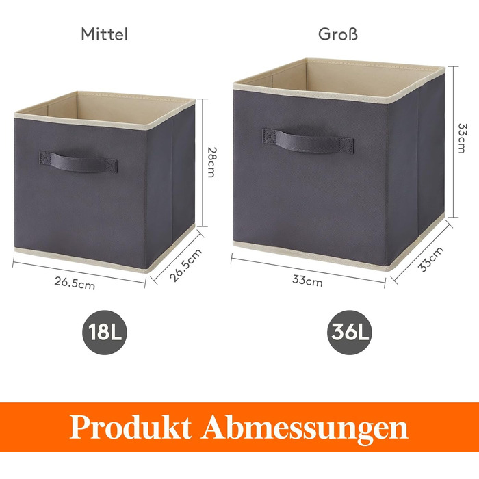 Коробка для зберігання речей Lifewit Fabric Storage Box, складні куби для зберігання об&39ємом 18 л, органайзери з нетканого матеріалу з ручкою для полиць-кубів, вставка для полиць, 10 шт. , 26,5 x 26,5 x 28 см, сірий