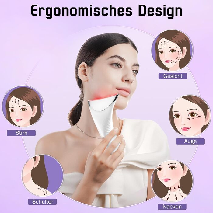 Масажер для обличчя для обличчя пристрій для масажу зморшок Пристрій для підтяжки обличчя EMS Face Massager - проти зморшок з 3 світлодіодними режимами Масаж обличчя - 45 Тепловий масажер для підтяжки шкіри для жінок Чоловіки