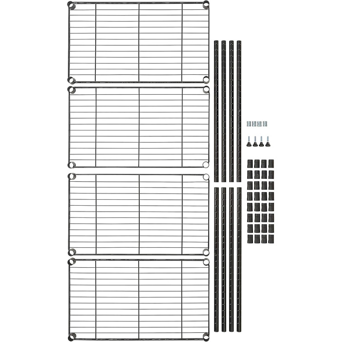 Вузька шафа для зберігання Storeo Basics з 4 полицями, регульованими по висоті полицями та ніжками, максимальна вага 363 кг, чорна, 34 см x 58,9 см x 121,9 см (Г x Ш x В) 4 полиці чорного кольору 34 Д x 58,9 Ш x 121,9 см