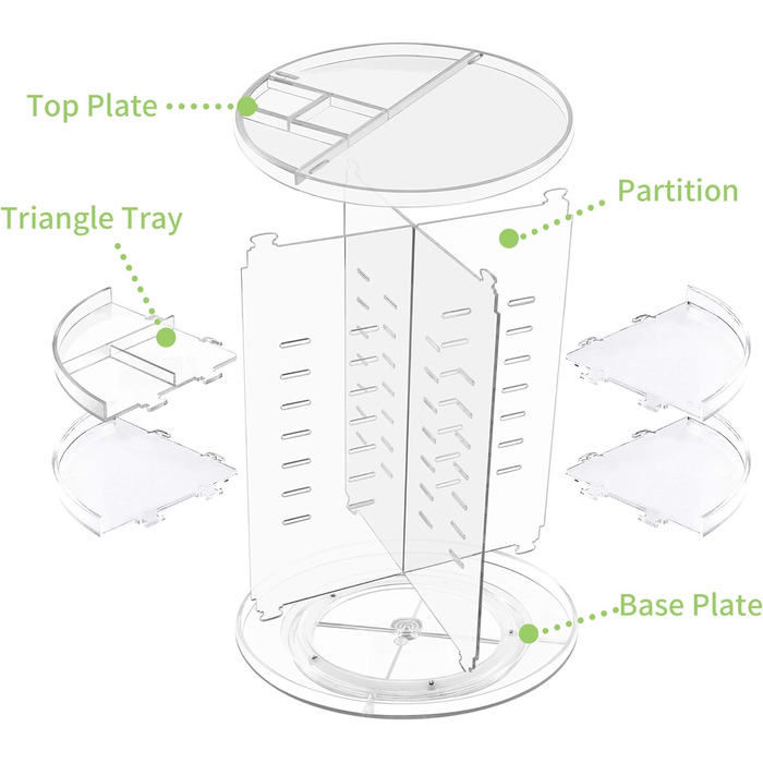 Обертовий органайзер для макіяжу Coyaho на 360, обертовий органайзер для ванної кімнати, стільниця, косметичний органайзер, органайзер для макіяжу та зберігання для спальні, прозорий