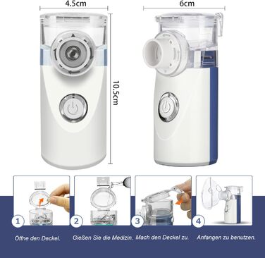 Інгалятор для дорослих Інгалятор для дітей Інгалятор для дітей Небулайзер з маскою для обличчя та мундштуком Функція автоматичного очищення при респіраторних захворюваннях Ефективний (синій)