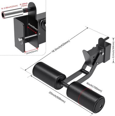 Стійка для присідань з розгинанням ніг SELEWARE для силової стійки 2x2 або 3x3 з отвором 5/8&quot або 1&quot Регульована насадка для тренажера великогомілкових м&39язів живота зі шкіряною поверхнею для тренувань у домашньому спортзалі для стійки 3x3 з отв