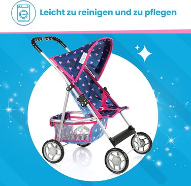 Коляска для ляльок Kinderplay лялькова коляска-баггі, коляска - дитяча іграшка, лялькова коляска для ляльок, сучасна, KP0280T Navy