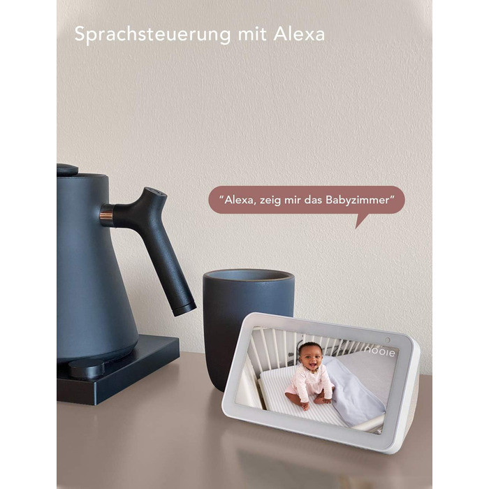 З камерою, Babyphone з камерою та мобільним додатком, 1080P HD Night Vision, AI Tracking, Intercom Function, Compatible with Alexa