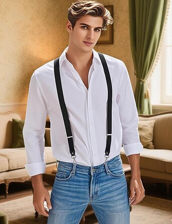 Підтяжки Ausukler Extra Strong 2,5 см з карабін-гачками чорний