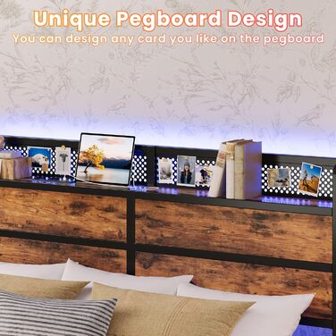 Ліжко IRONCK 140x200 см, Каркас ліжка 140x200 зі світлодіодним освітленням та зарядною станцією (2 розетки, 1 USB та 1 порт Type-C), Металеве ліжко, Двоспальне ліжко, Дитяче ліжко з рейковою основою, Місце для зберігання під ліжком