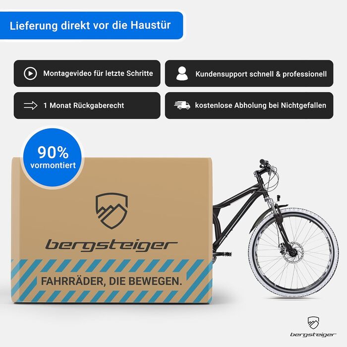 Гірський велосипед Bergsteiger Phoenix 26 дюймів, підходить для зросту від 160 см, дискові гальма, ліхтарі, бризковики, 21-швидкісна коробка передач, повна підвіска, сірий/чорний (матовий)