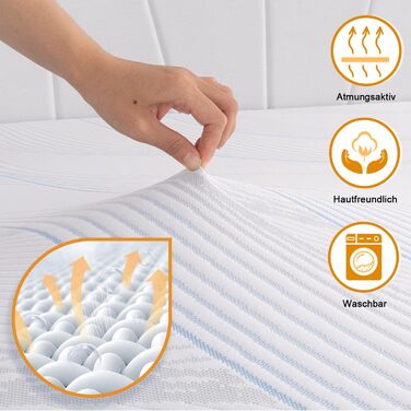 Наматрацник 90x200 см, високоякісний наматрацник 90x200 см, висотою 7 см з м&39яким гелевим пінополіуретаном з ефектом пам&39яті та підтримуючим комфортним шаром - дихаючий та пральний чохол для матраца 90x200x7 см 7 см