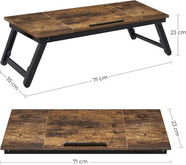 Стіл для ноутбука SONGMICS, складаний, з регульованою висотою, для ліжка та дивана, до 14,3 дюймів, 71 x 23 см, вінтажний коричневий LLD110B01