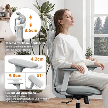 Ігрове крісло, Ергономічне офісне крісло, Робоче крісло, Крісло керівника, Обертове крісло, Регульоване робоче крісло для домашнього офісу, Геймери до 150 кг, Комп&39ютерне крісло, Офісне крісло - MOYO Grey