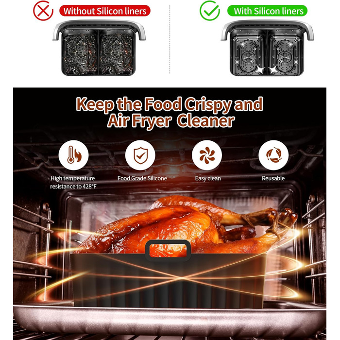 Аксесуари для фритюрниці Ninja AF500EU, подвійна фритюрниця 10 шт. Аксесуари для Ninja Foodi FlexDrawer 10.4 л з вкладишами та стійками