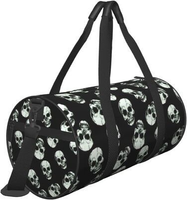 Дорожня сумка Happy Dolphin Runde великої місткості, легка та міцна, ідеальний подарунок для подорожей, відпустки, ділових поїздок та іншого, Чорний череп, універсальний розмір