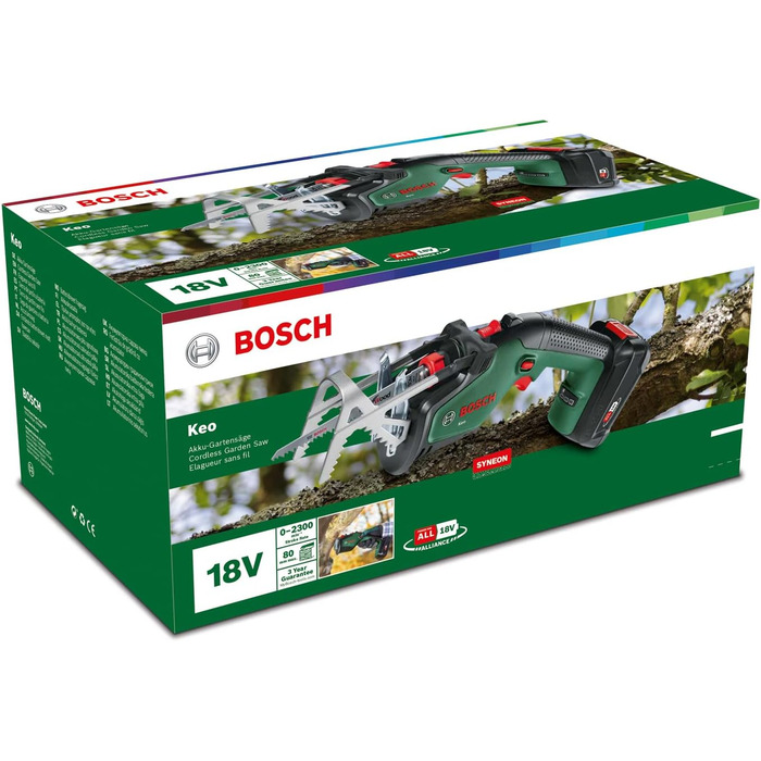 Акумуляторна садова пила/шабельна пила/шабельна пила Keo від Bosch (1 акумуляторна батарея 2,0 Ач, 18-вольтова система, ріжуча зда
