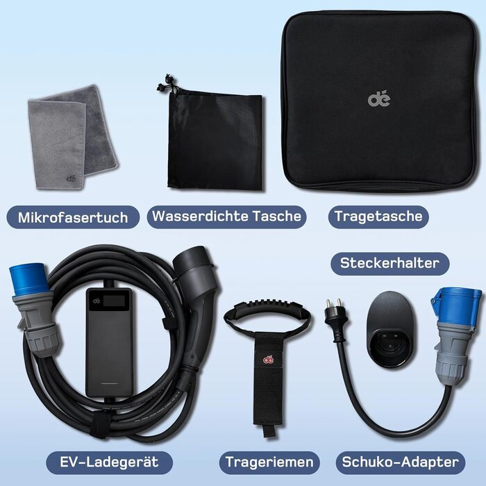 Зарядний кабель тип 2 CEE штекер 7.4кВт 1-фазний7м6-32А з регульованою потужністю зарядки, зарядний пристрій для електромобілів та