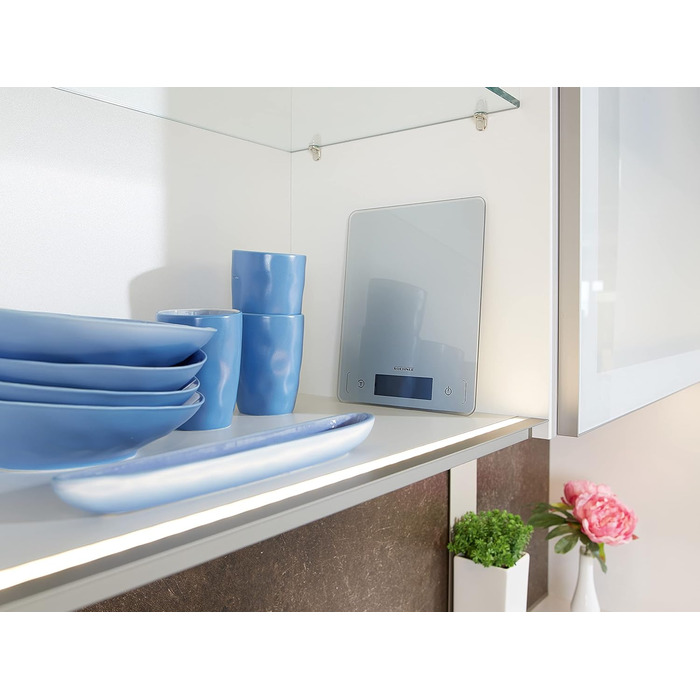 Цифрові кухонні ваги, сріблясті, вага до 10 кг (точність до 1 г), побутові ваги з сенсорним дотиком, електронні ваги в комплекті з