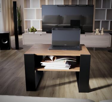 Журнальний столик для дивана Невеликий журнальний столик з чорного дуба з місцем для зберігання Сучасний журнальний столик Журнальний столик Невеликий столик Журнальний столик шириною 65 см Міцний журнальний столик з чорного дуба