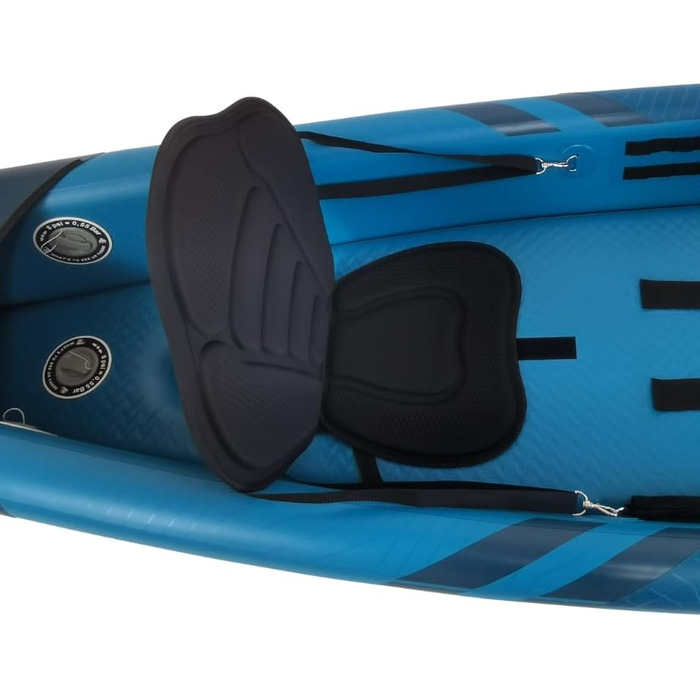 Надувний каяк Wattsup серія Torpedo, 3-місний 476 x 80 см (15&396 x 31 дюйм) 100 високий тиск/крапельний стібок повний комплект весло з двома сидінням, насос, сумка для перенесення до 235 кг синій