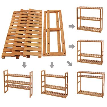 Полиця для ванної кімнати SONGMICS, бамбукова полиця, полиця для рослин з 3 регульованими полицями, настінна, окремостояча, для вітальні, коридору, кухні, 60 x 15 x 54 см, натуральний колір BCB13Y