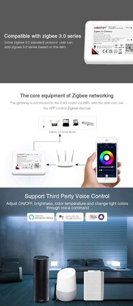 Диммер Milight Miboxer Zigbee3.0, контролер одноколірної світлодіодної стрічки, 12 В/24 В, сумісний із додатком/голосовим керуванням Zigbee Storeo Echo (ZB-Box1)