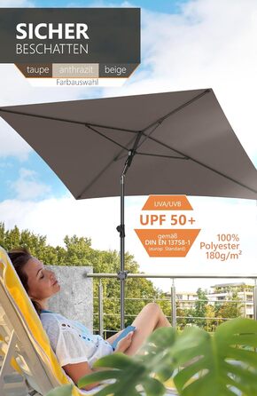 Парасолька 4smile Parasol Balcony SunnyShade Plus 200 x 125 см для захисту від ультрафіолету UV50 із захисним чохлом  темно-коричнева