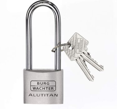 Замок навісний Burg-Wchter Alutitan 770 HB 40, 40 мм, з ключем, алюмінієвий, загартований, стійкий до корозії (товщина дужки 6,9 мм)
