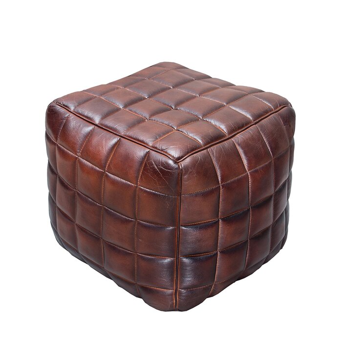 Дизайн інтер&39єру invicta, натуральна шкіряна табуретка, коричневе сидіння, табуретка для ніг, шкіряне сидіння, куб, шкіряний табурет, приставний столик для вітальні
