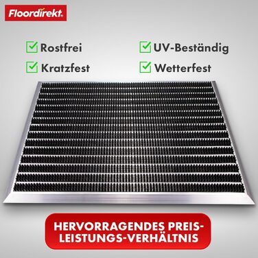 Килимок для вхідних дверей Floordirekt &39Spectral&39 для використання всередині та зовні приміщень - Стійкий до іржі та атмосферних впливів - Килимок для передніх дверей - Килимок для входу (Матований, 68 x 98 см) 68 x 98 см Матований