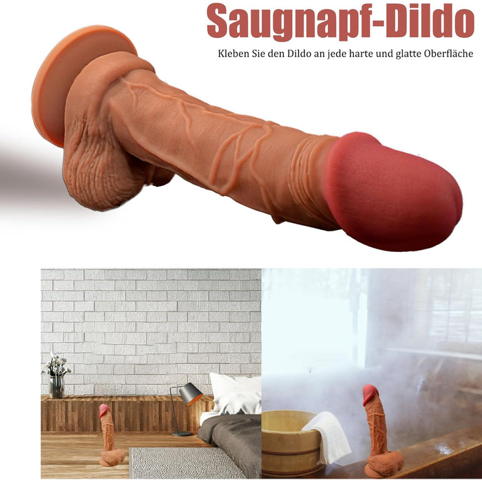 Реалістичний силіконовий фалоімітатор DynaVigor, 17,8 см з присоскою