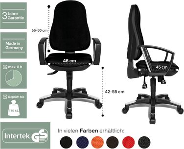 Офісне крісло, стілець для роботи, ергономічний, з підлокітниками, чорна тканинна оббивка, 110 x 56 x 45, 9020AG20, Trend SY 10