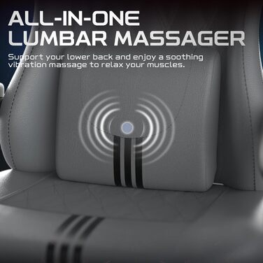 Ергономічне ігрове крісло Verdego з функцією масажу, підголівником та підставкою для ніг, штучна шкіра, регульована спинка 90-145, регульована висота 10 см, ігрове крісло, сіро-чорна штучна шкіра