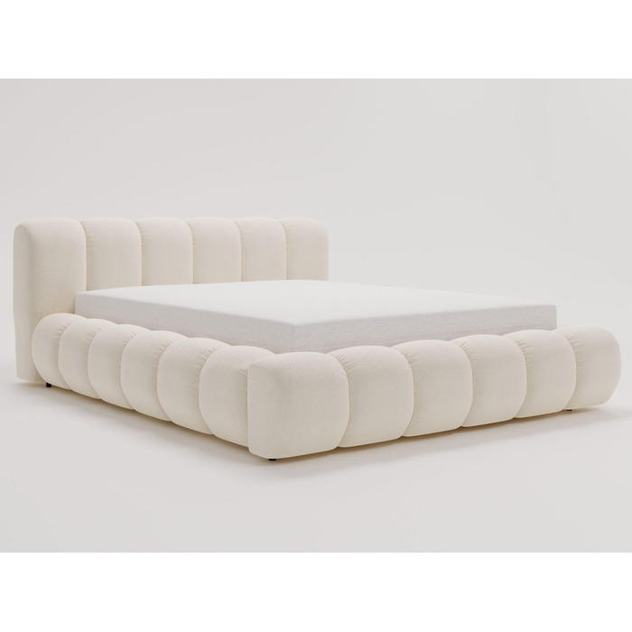 Ліжко GRAINGOLD Doria 180x200, М&39яке ліжко з ящиком для зберігання, Велюр, з рейковим каркасом, з узголів&39ям, без матраца (Кремовий, 180x200) Кремовий 180x200