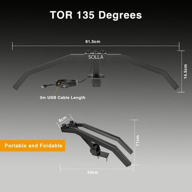 Світлодіодний складаний ліхтар для мішень для дартсу SOLLA, портативне освітлення TOR135 для всіх видів мішень для дартсу, регульований кут променя та яскравість, професійні аксесуари для мішень для дартсу з підсвічуванням