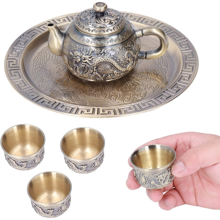 Марокканський вінтажний чайний сервіз, розкішна рельєфна чайничка для декору столу, подарунок, вишуканий металевий посуд для подарунків, прикраса столу